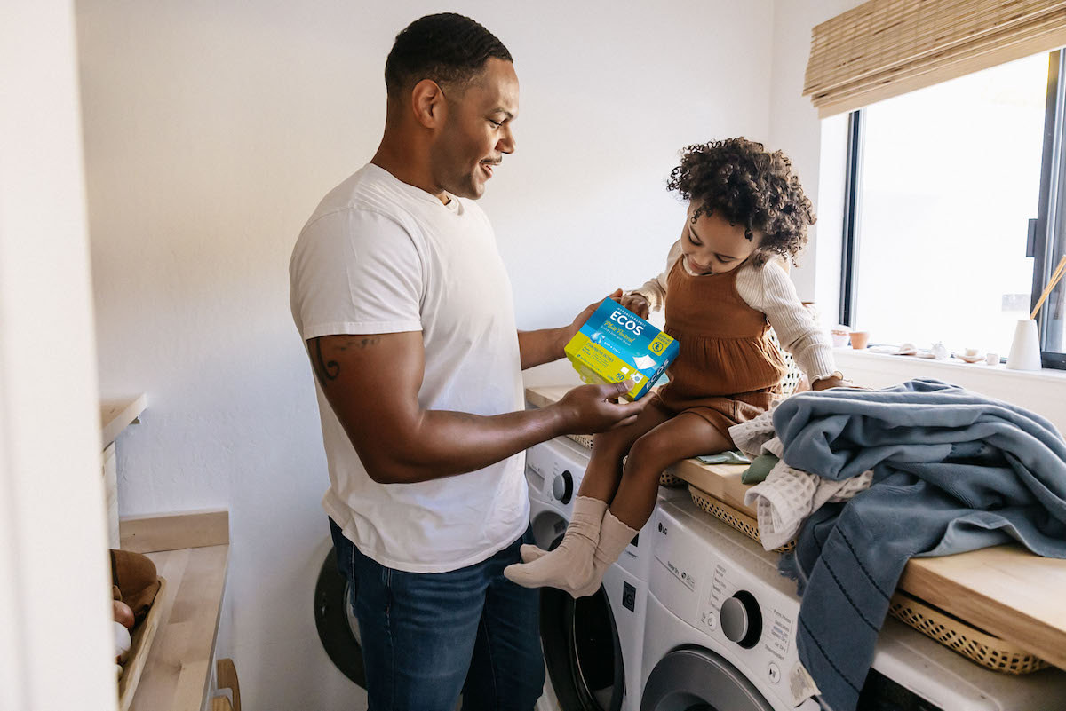 Father & Child With ECOS Laundry Sheets